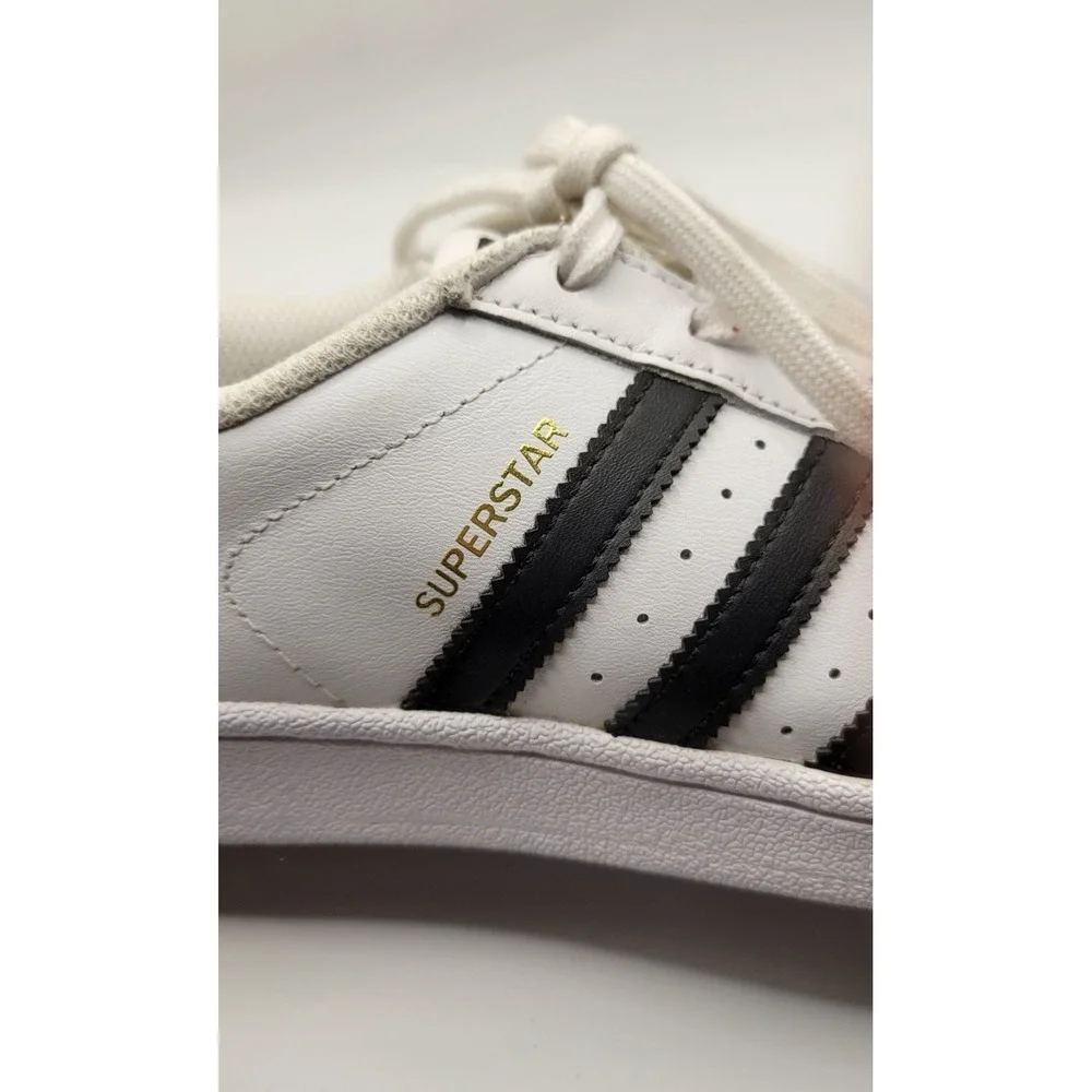 White Adidas Superstar Womens Leather Lace Up  Sneakers Size 6.5